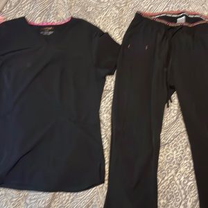 heart soul womens scrub top and bottom set size L black